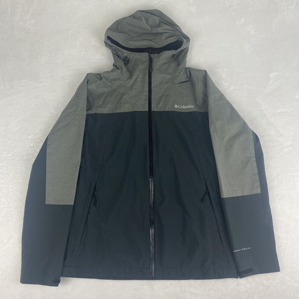 Columbia Windbreaker Jacket Womens Extra Small Gray Black Hooded Lightweight